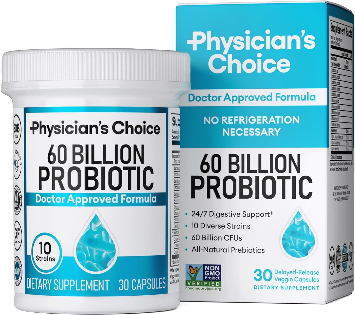Physician's Choice Probiotics 60 Billion CFU - 10 Strains + Organic Prebiotics - Immune, Digestive & Gut Health