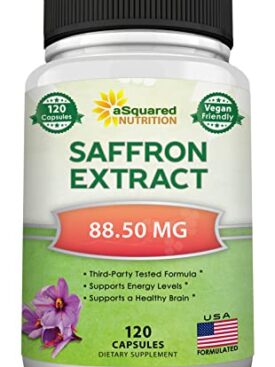 aSquared Nutrition Saffron Supplements - 120 Capsules - Saffron Extract Supplement Pills - Pure Saffron Alternative to Powder, Tea, Threads & Gummies – Premium Quality Supplement for Health, Wellness, and Daily Support